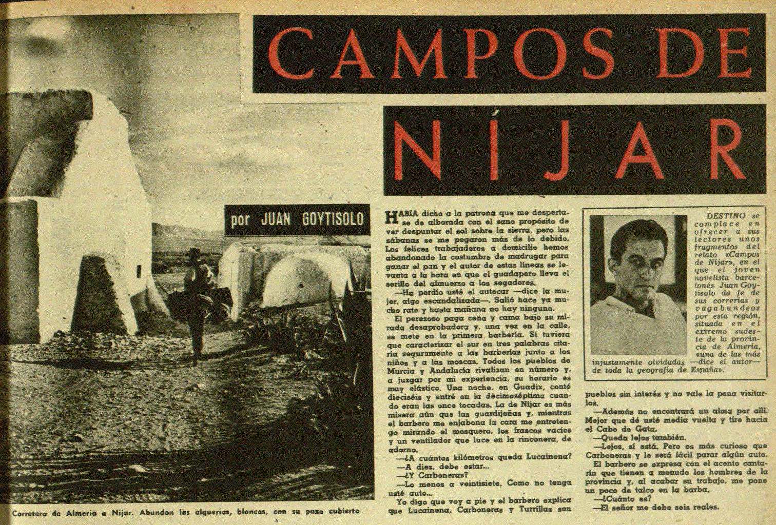 Precuela de Campos de Nijar en Destino 9 de enero de 1960